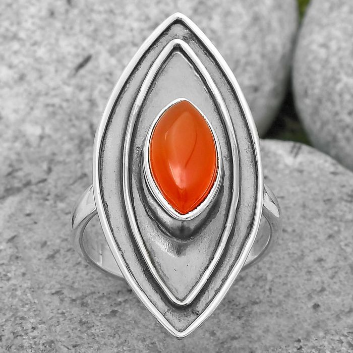 Natural Carnelian Ring size-6.5 SDR201743 R-1391, 6x12 mm