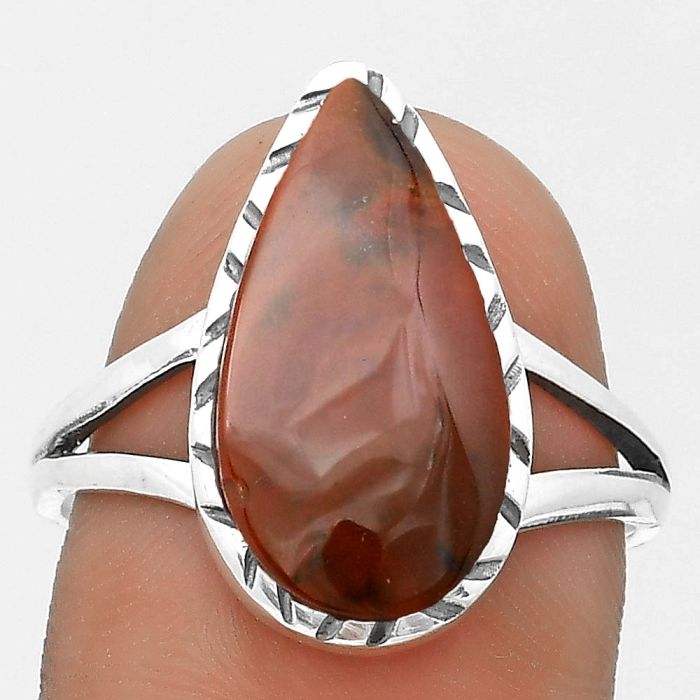 Natural Red Moss Agate Ring size-9 SDR201888 R-1074, 9x17 mm