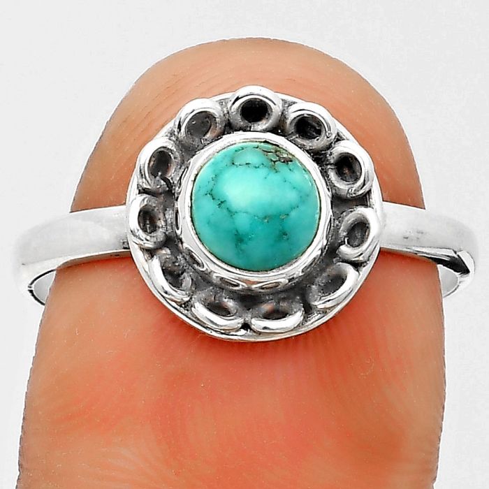 Natural Turquoise Magnesite Ring size-9 SDR202467 R-1395, 6x6 mm