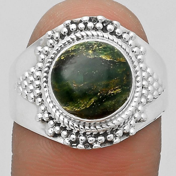 Natural Green Fuchsite Ring size-9 SDR202603 R-1278, 10x10 mm