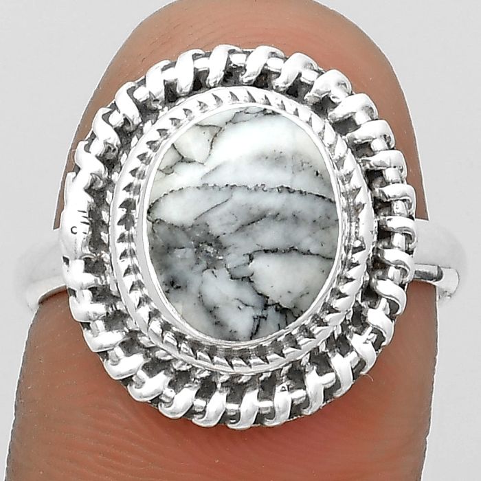 Natural Pinolith Stone Ring size-8 SDR202767 R-1279, 8x10 mm