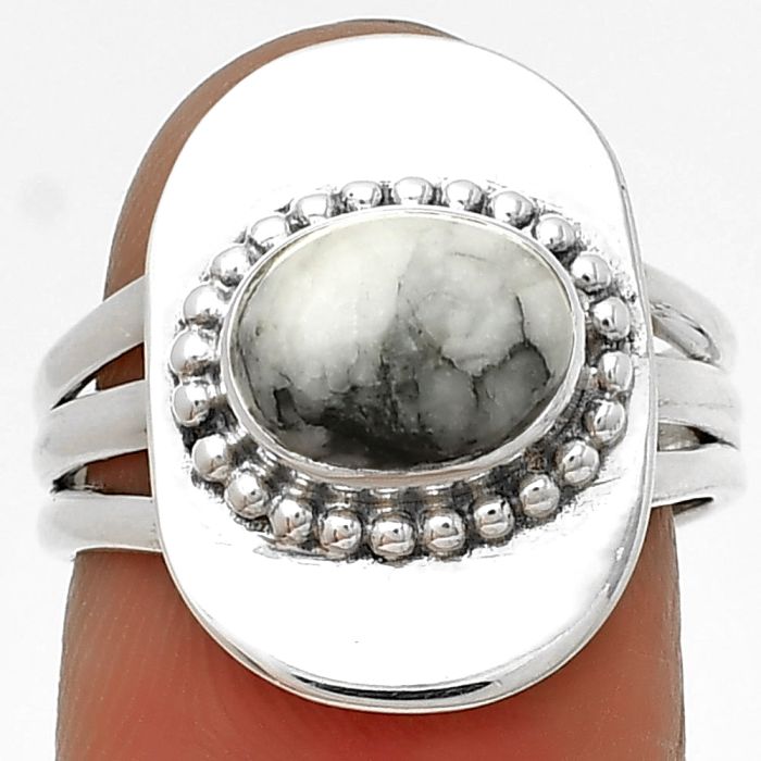 Natural Pinolith Stone Ring size-7 SDR202808 R-1458, 7x9 mm