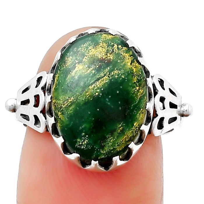 Natural Green Fuchsite Ring size-7.5 SDR203309 R-1449, 12x16 mm
