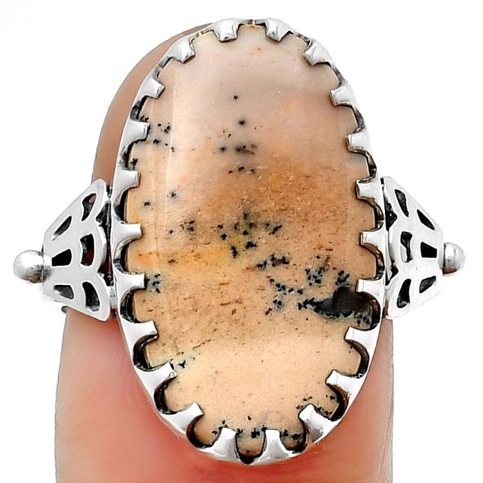 Natural Russian Honey Dendrite Opal Ring size-8 SDR203323 R-1449, 14x22 mm