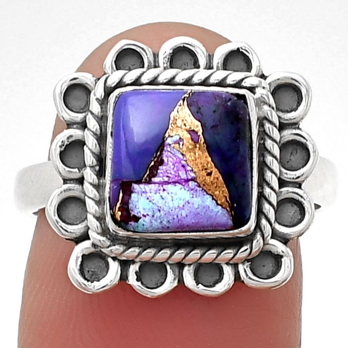 Copper Purple Turquoise - Arizona Ring size-7.5 SDR203362 R-1256, 8x8 mm