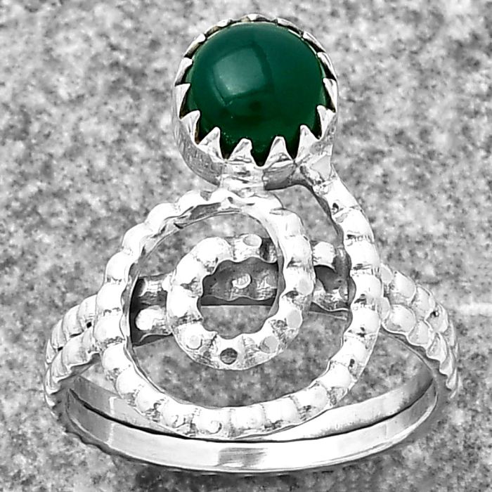 Spiral - Natural Green Onyx Ring size-8 SDR203471 R-1456, 7x7 mm