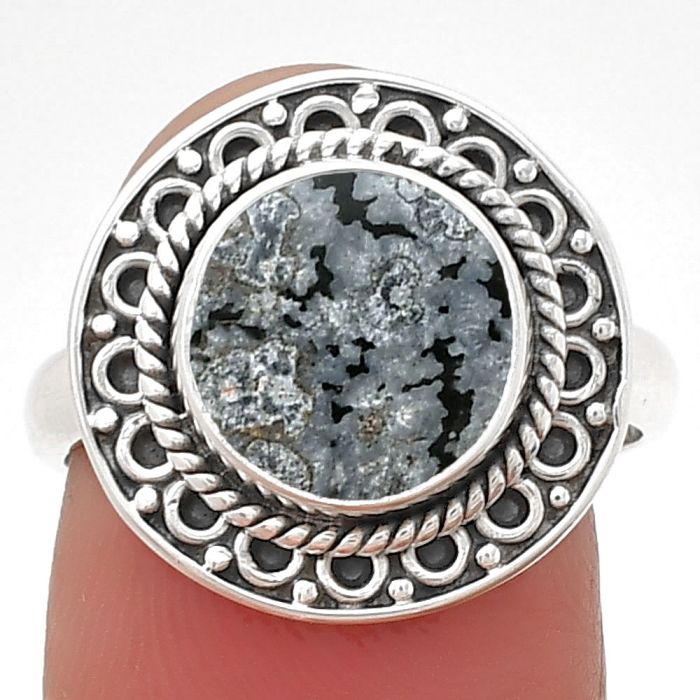 Natural Snow Flake Obsidian Ring size-7.5 SDR203533 R-1256, 10x10 mm