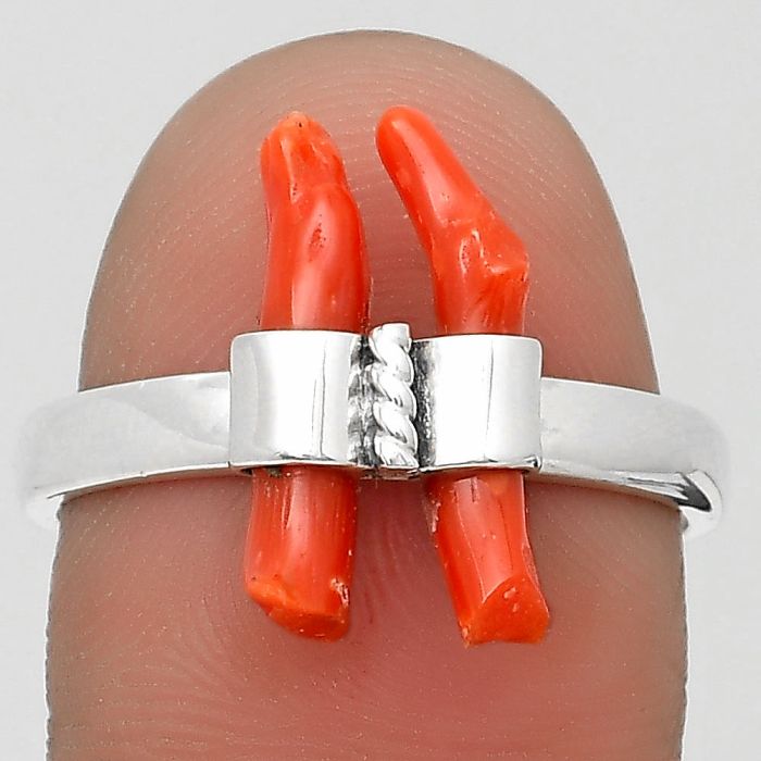 Natural Coral Stick Ring size-8.5 SDR204183 R-1611, 3x16 mm