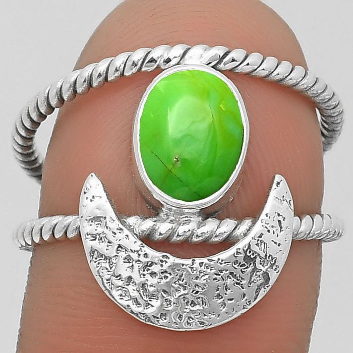 Crescent Moon - Green Mohave Turquoise Ring size-8 SDR204291 R-1454, 6x8 mm