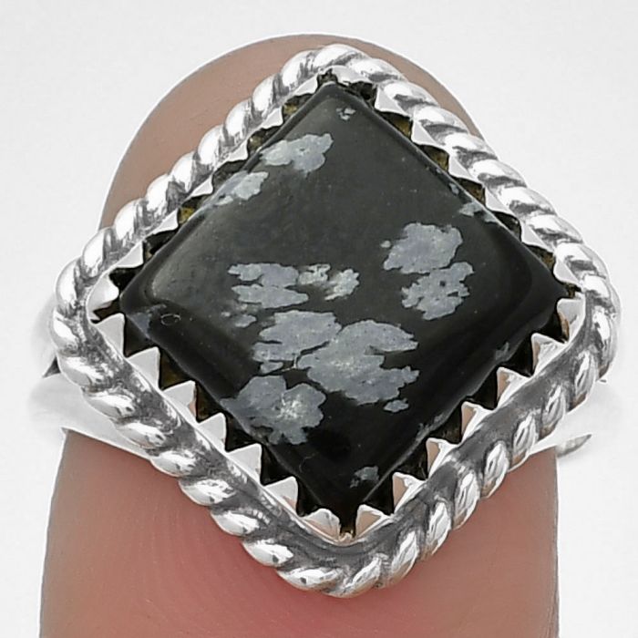 Natural Snow Flake Obsidian Ring size-7 SDR204436 R-1474, 11x11 mm