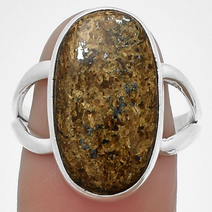 Natural Bronzite Ring size-8 SDR204501 R-1002, 12x19 mm