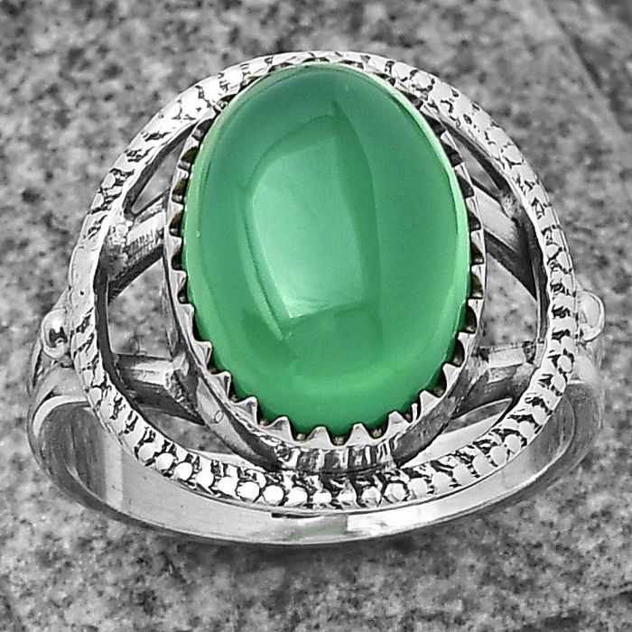 Natural Green Onyx Ring size-8 SDR204567 R-1453, 10x14 mm