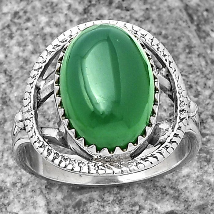 Natural Green Onyx Ring size-7.5 SDR204569 R-1453, 10x14 mm