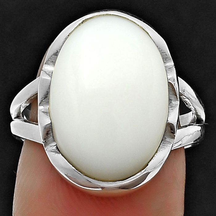 Natural White Opal Ring size-7.5 SDR204603 R-1438, 12x16 mm