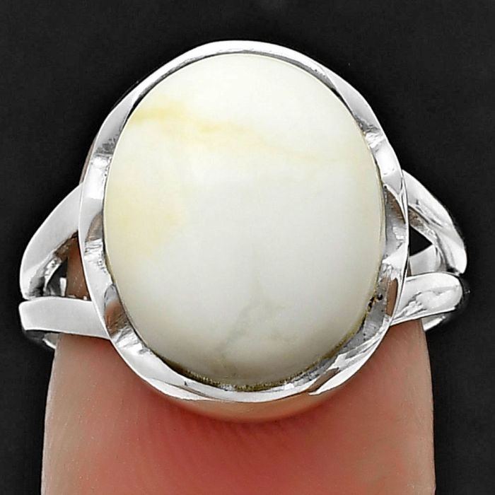 Natural White Opal Ring size-7.5 SDR204604 R-1438, 12x15 mm