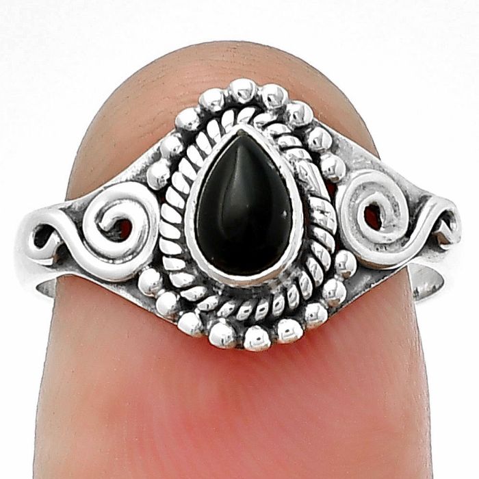 Natural Black Onyx - Brazil Ring size-9 SDR204688 R-1238, 4x6 mm