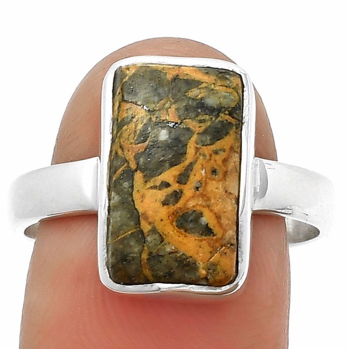 Natural Moroccan Yellow Jacket Jasper Ring size-9 SDR204725 R-1004, 9x14 mm
