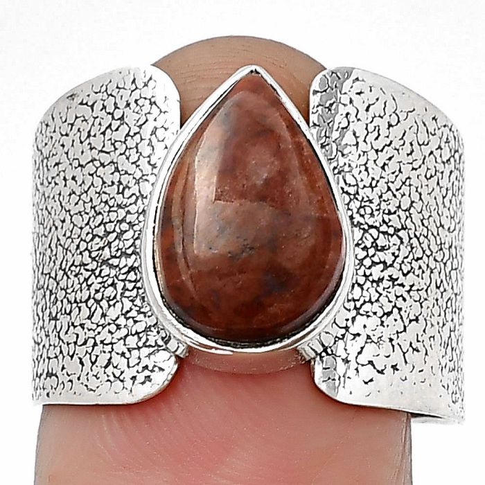 Natural Red Moss Agate Ring size-8 SDR204774 R-1450, 9x13 mm