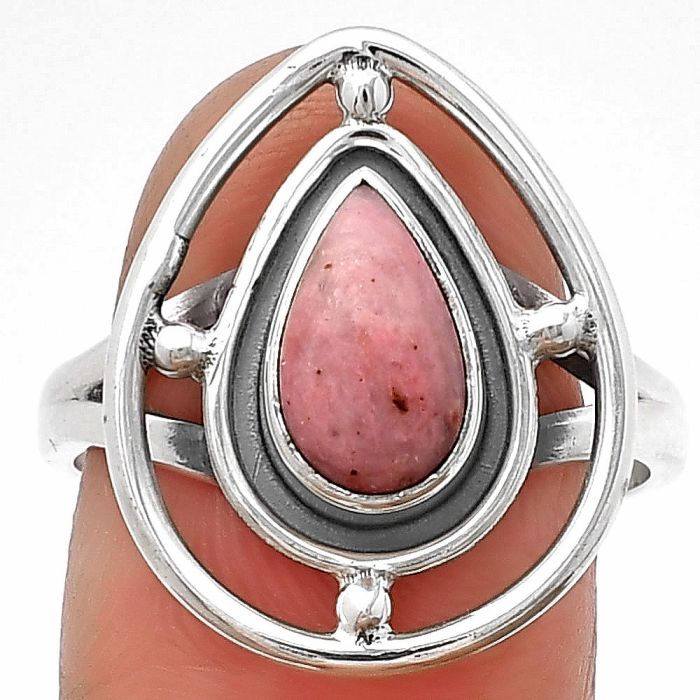 Natural Pink Tulip Quartz Ring size-8.5 SDR204915 R-1446, 6x10 mm