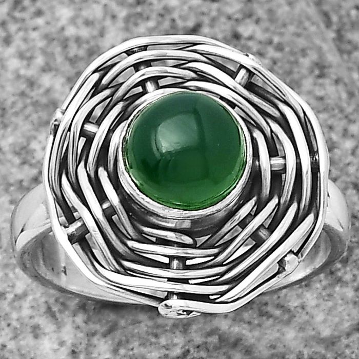 Natural Green Onyx Ring size-7 SDR204983 R-1445, 7x7 mm