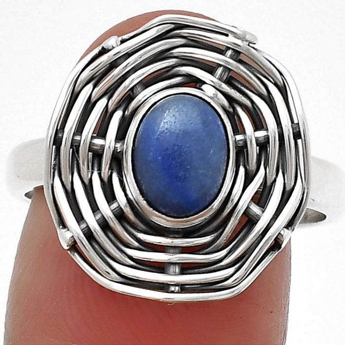Natural Blue Quartz Ring size-8.5 SDR204999 R-1445, 6x8 mm
