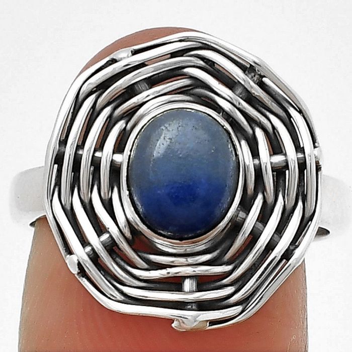 Natural Blue Quartz Ring size-7.5 SDR205000 R-1445, 6x8 mm