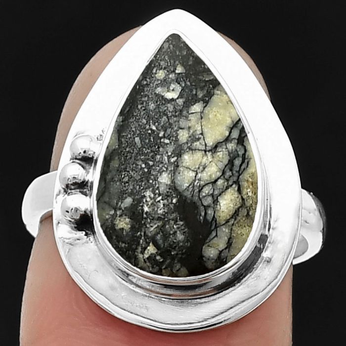 Authentic White Buffalo Turquoise Nevada Ring size-7 SDR205535 R-1225, 10x15 mm