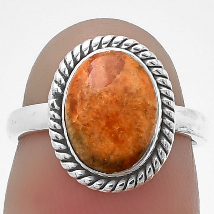 Red Sponge Coral Ring size-5 SDR205631 R-1009, 8x10 mm