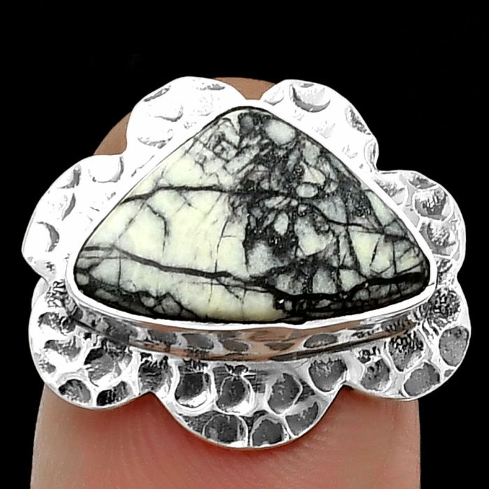 Authentic White Buffalo Turquoise Nevada Ring size-6.5 SDR205787 R-1241, 10x15 mm