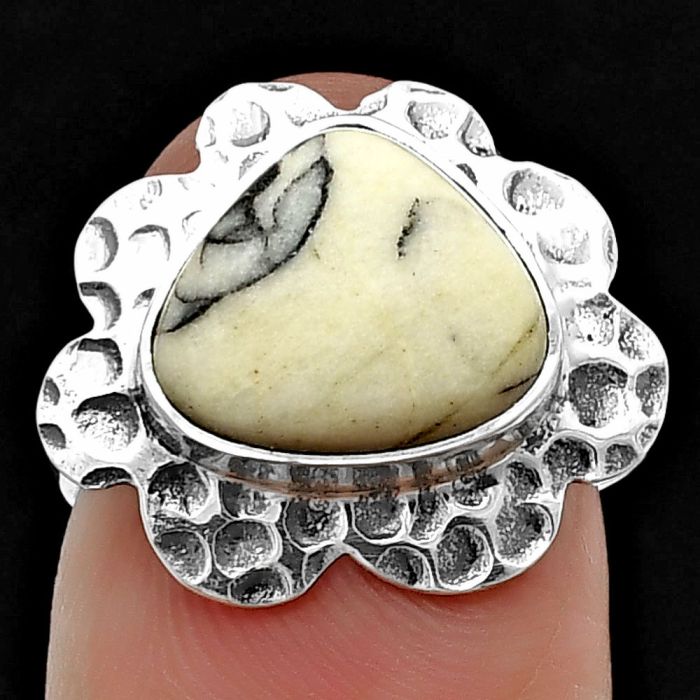Authentic White Buffalo Turquoise Nevada Ring size-6 SDR205797 R-1241, 10x12 mm