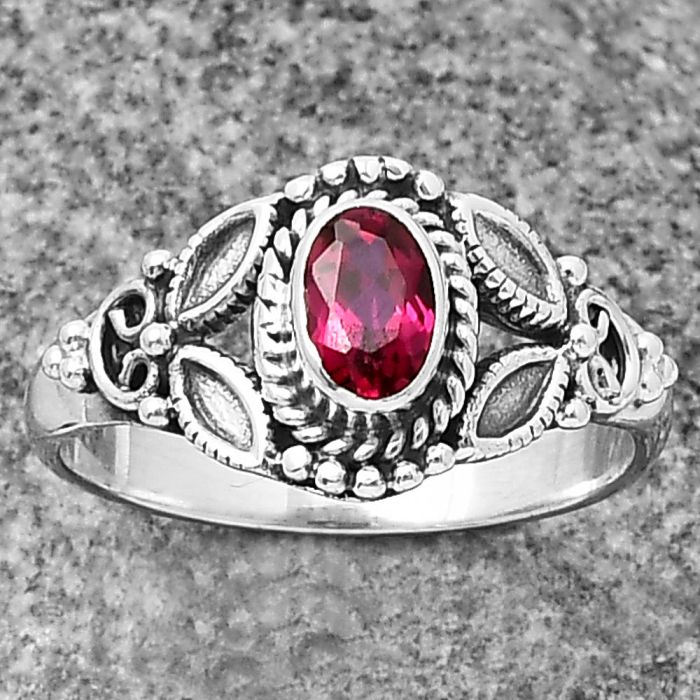 Lab Created Pink Rubellite Ring size-7 SDR205868 R-1286, 4x6 mm