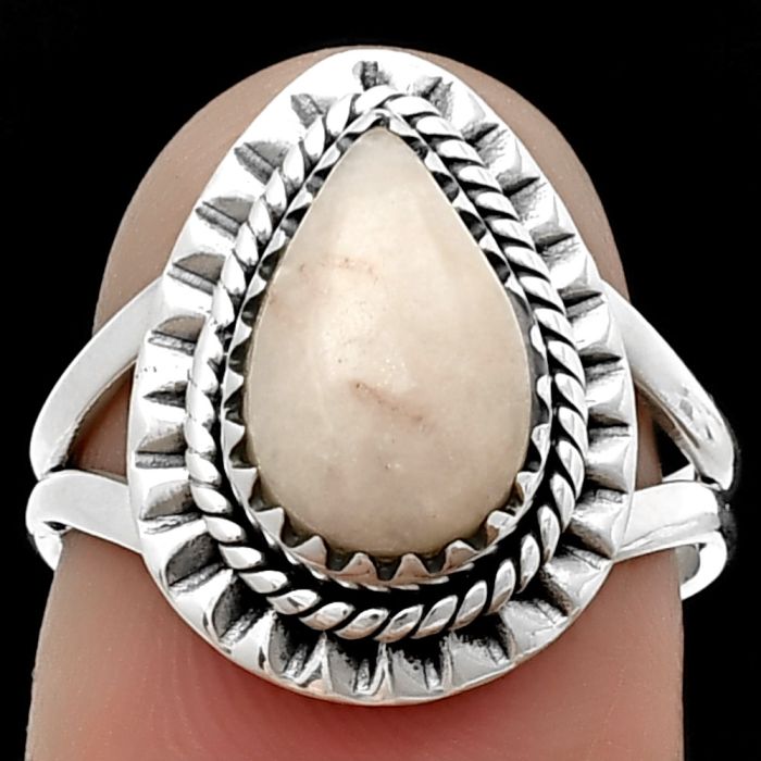 Pink Scolecite Ring size-6.5 SDR206019 R-1423, 8x12 mm
