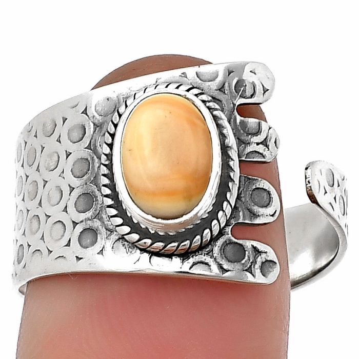 Adjustable - Natural Spiny Oyster Shell Ring size-9.5 SDR206161 R-1381, 6x8 mm