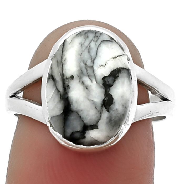 Pinolith Stone Ring size-8 SDR206363 R-1438, 10x14 mm