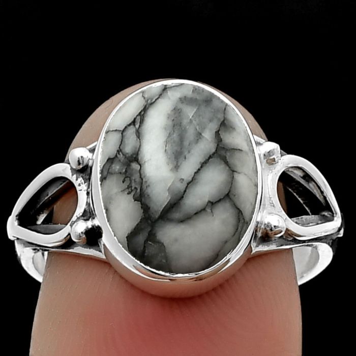 Pinolith Stone Ring size-8 SDR207273 R-1224, 10x13 mm