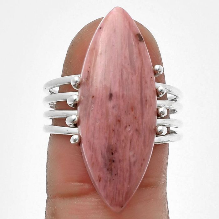 Pink Tulip Quartz Ring size-8 SDR207505 R-1259, 11x29 mm