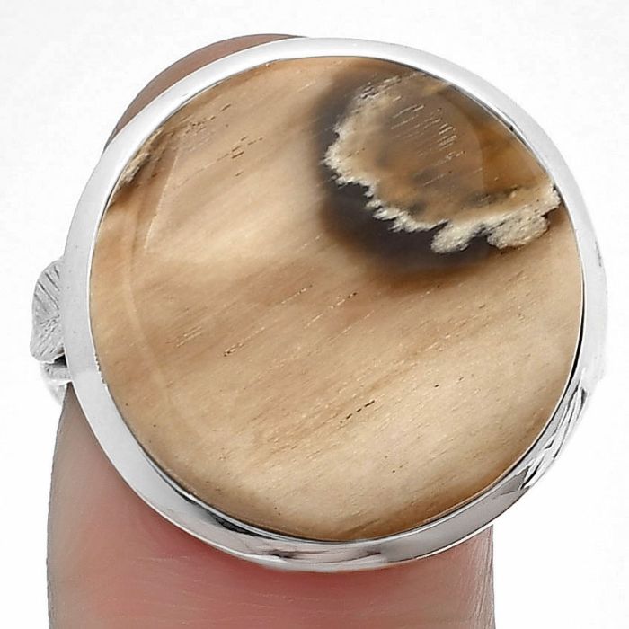 Petrified Wood Ring size-8 SDR207608 R-1004, 18x18 mm