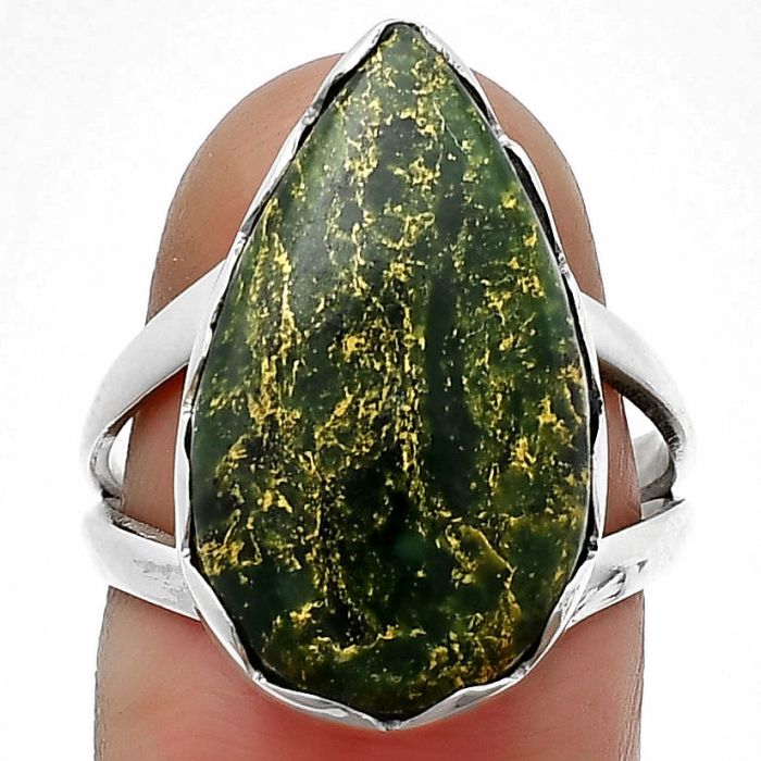 Green Fuchsite Ring size-7.5 SDR207619 R-1338, 12x21 mm