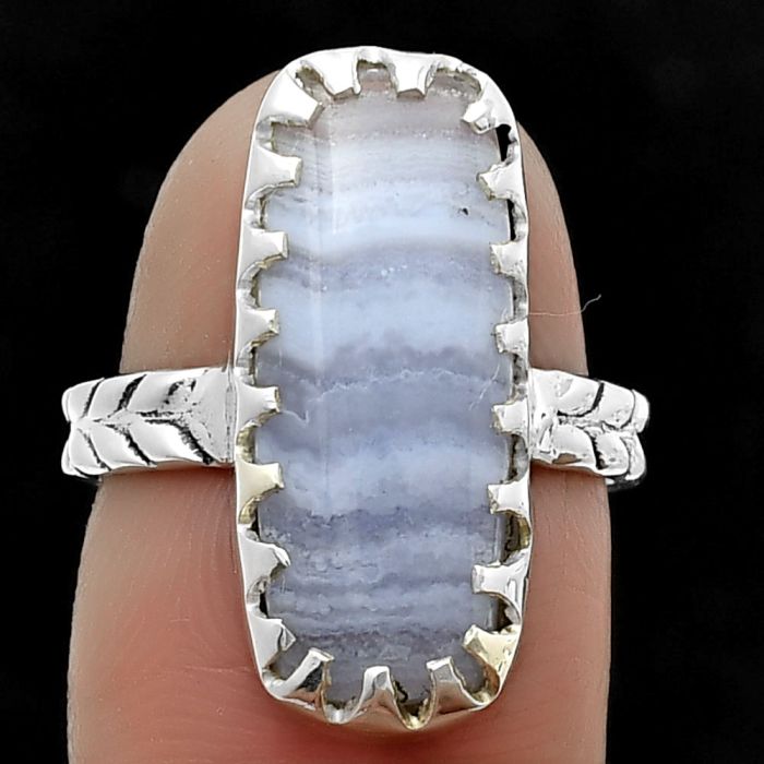 Blue Lace Agate Ring size-6 SDR207729 R-1210, 8x20 mm