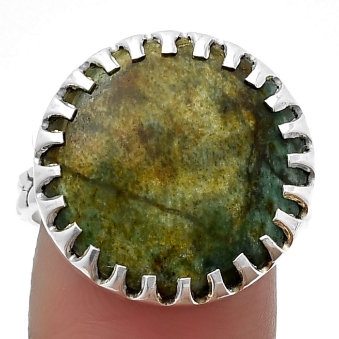 Larsonite Jasper Ring size-8.5 SDR207733 R-1210, 18x18 mm