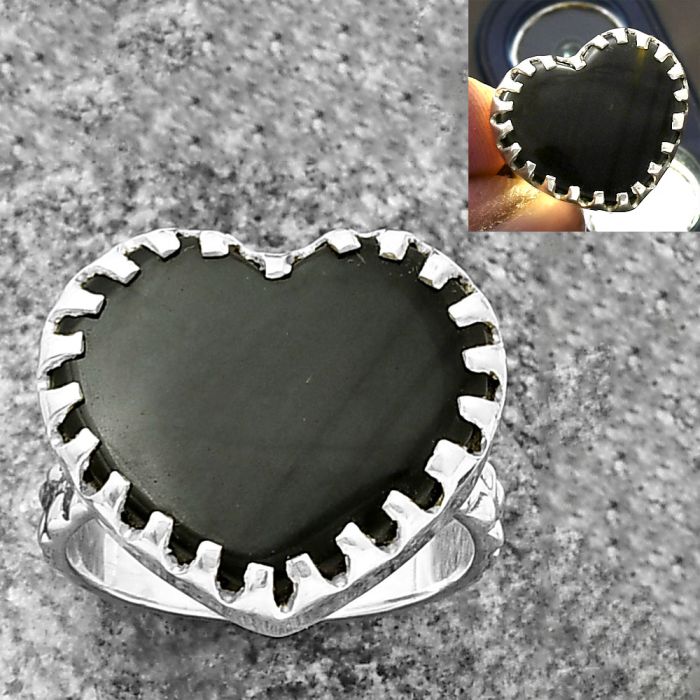 Black Lace Obsidian Ring size-6 SDR207765 R-1210, 16x18 mm