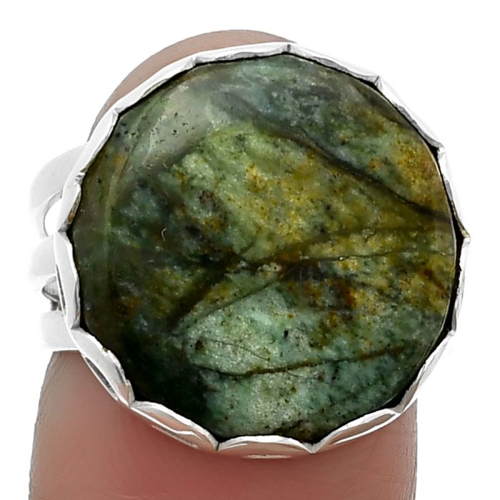Larsonite Jasper Ring size-7 SDR207818 R-1428, 17x17 mm
