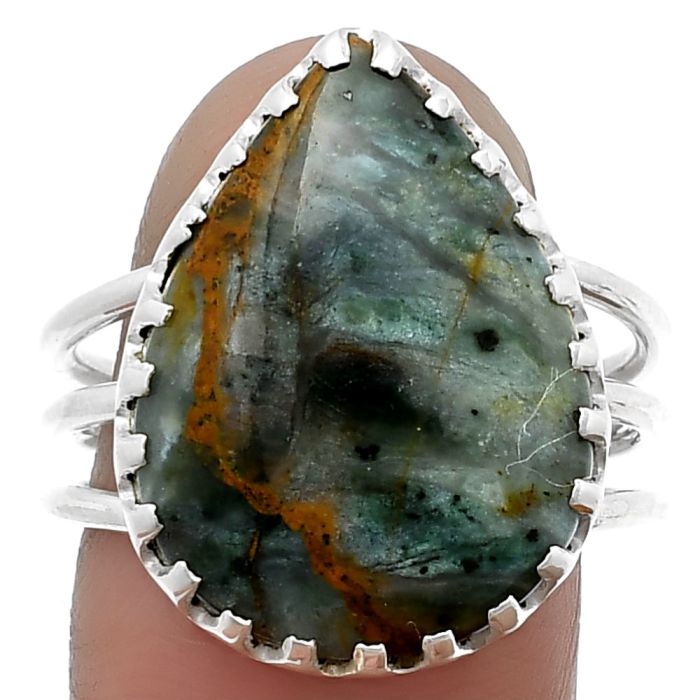 Larsonite Jasper Ring size-8.5 SDR207852 R-1210, 16x21 mm