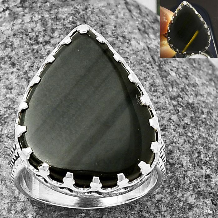 Black Lace Obsidian Ring size-6 SDR207944 R-1075, 16x20 mm