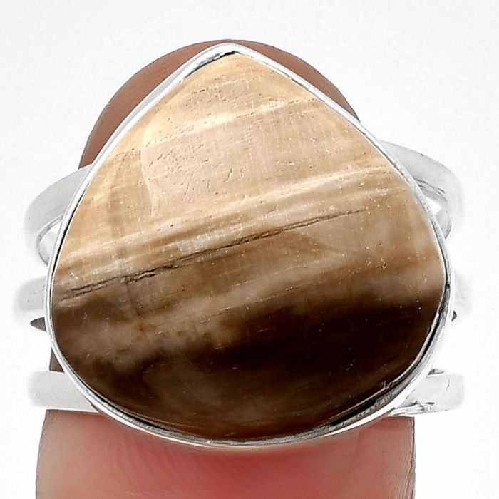 Petrified Wood Ring size-8 SDR208063 R-1003, 17x17 mm
