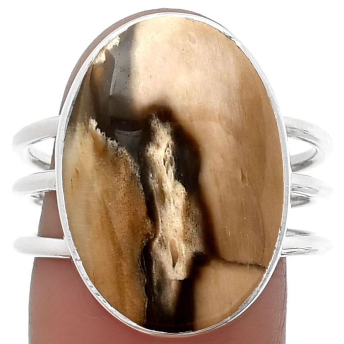 Petrified Wood Ring size-9 SDR208172 R-1003, 14x20 mm
