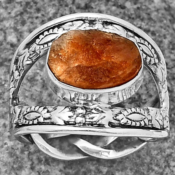 Sunstone Rough Ring size-7 SDR208641 R-1426, 8x11 mm