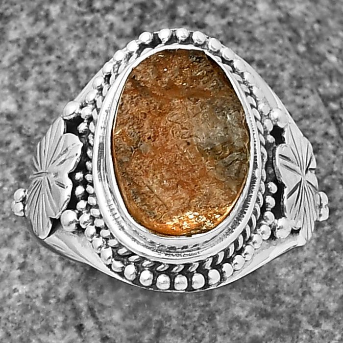 Sunstone Rough Ring size-8 SDR208763 R-1424, 9x13 mm