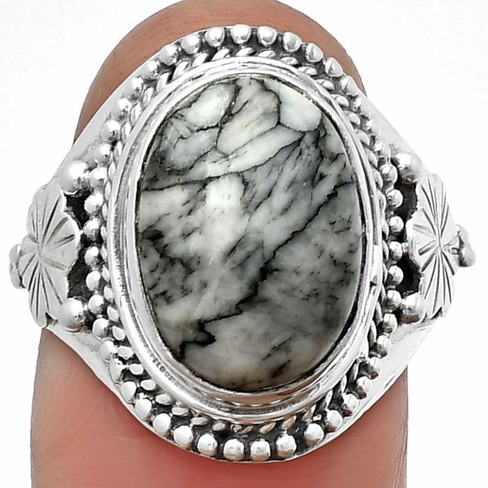 Pinolith Stone Ring size-7 SDR208770 R-1424, 10x14 mm