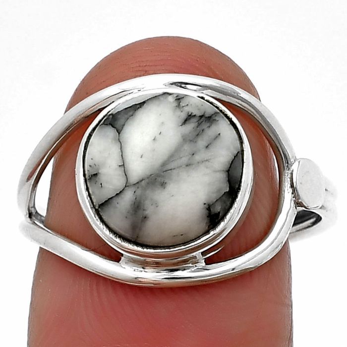Pinolith Stone Ring size-8.5 SDR208959 R-1081, 10x10 mm